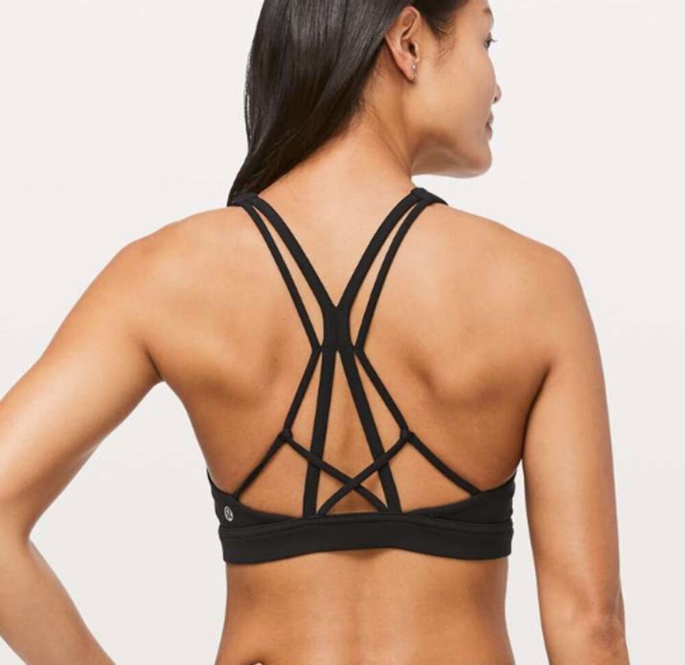 Lululemon Flow Freely Bra Black Size 6 Nulu Strappy Back Light Support Yoga